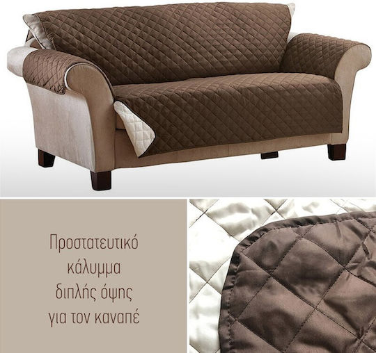 Schützende Elastische Abdeckung Zweisitziges Sofa Braun
