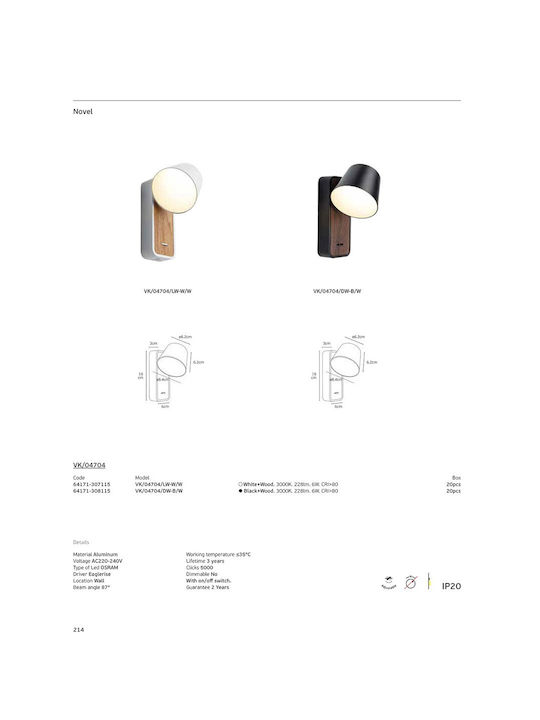 VK Lighting LED Warm White Spot In White Colour