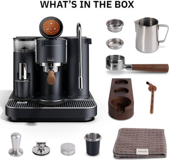 Meraki Automatic Espresso Machine 1600W 9bar Pressure with Grinder Black