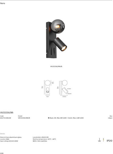 VK Lighting Decken- und Wandleuchte in Schwarz Farbe