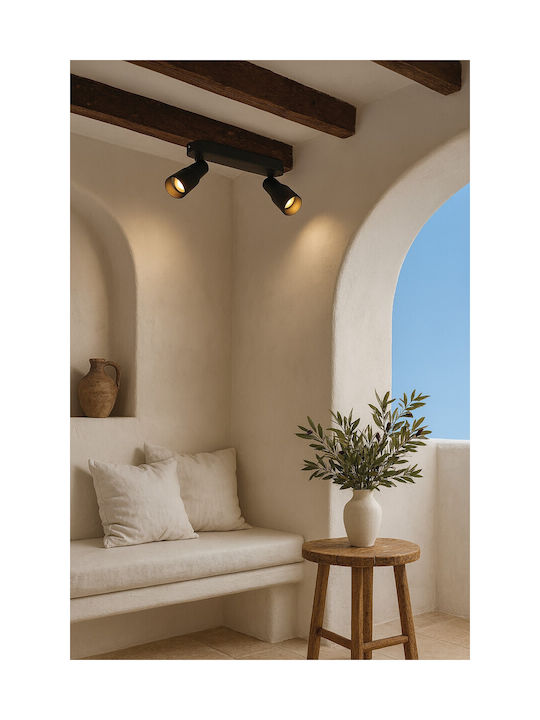 VK Lighting Διπλό Σποτ σε Μαύρο Χρώμα