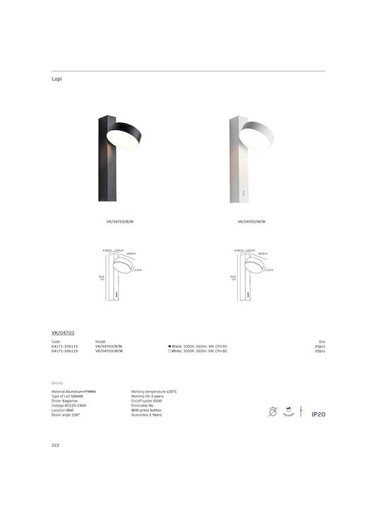 VK Lighting LED Warm White Spot In White Colour