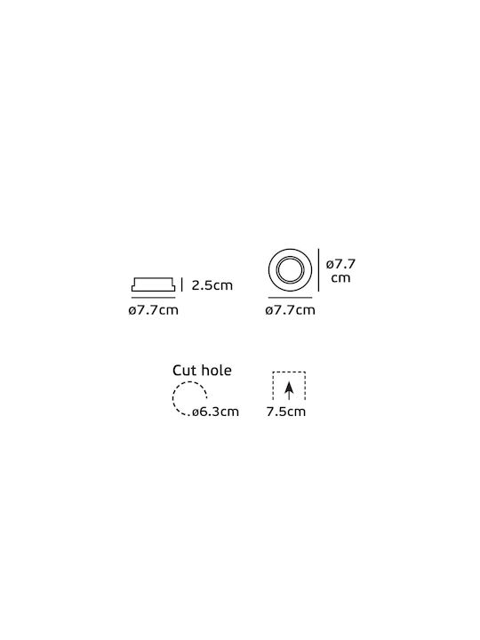 VK Lighting Μεταλλικό Χωνευτό Σποτ με Ντουί GU10 Χρυσό 7.7x7.7εκ.