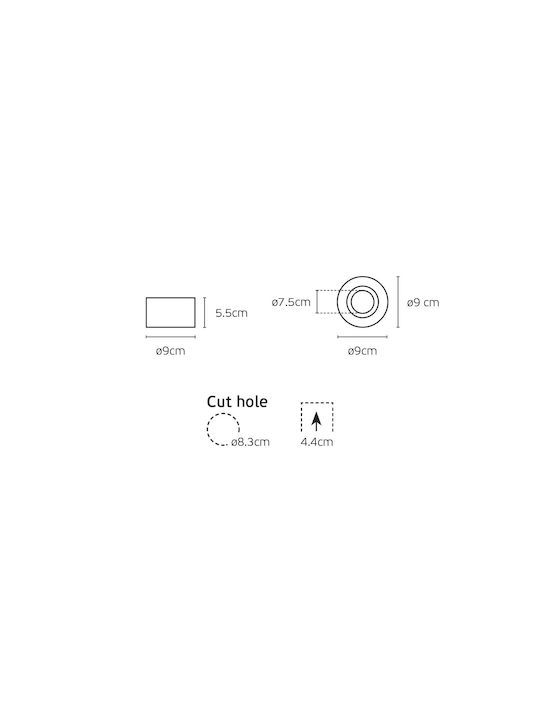 VK Lighting Μεταλλικό Χωνευτό Σποτ με Ντουί GU5.3 Λευκό 9x9εκ.