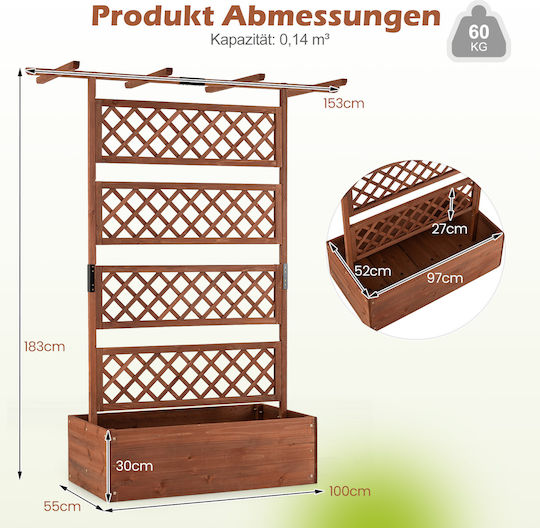 Costway Дървена Розова Кутия за Саксии 183x55x100см