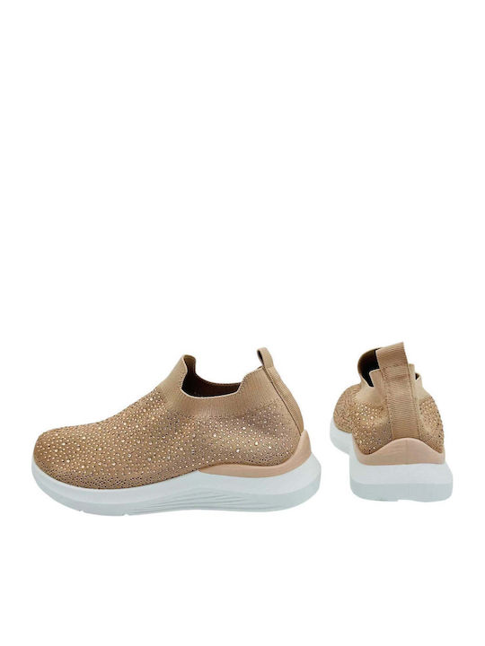 Women's Slip-Ons From Beige Synthetic Leather