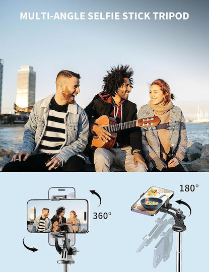 Selfieshow Selfie Stick Trepied Telecomandă Compact Stabil Rotire 360° Pliabil 180 Cm Potrivit Pentru Smartphone-uri Camere Gopro