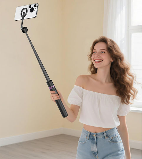 Toneof Selfie Stick Trepied cu Telecomandă Suport Magnetic Compact Stabil Rotire 360° Pliabil Magsafe 173 Cm Potrivit pentru Smartphone-uri