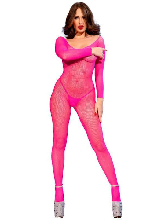 Chilirose Cr 4894 Neon Pink Mesh Bodystocking