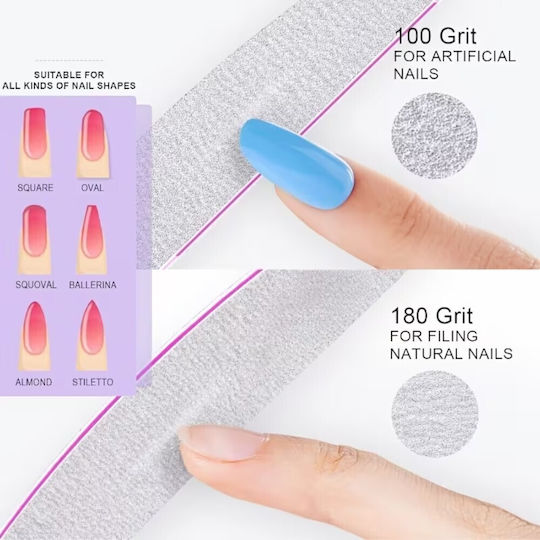 Fișe Pentru Unghii Cu Două Fețe 100/180 Grit 2 Bucăți 2omo80
