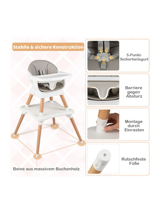 Costway Baby Highchair with Adjustable Height Gray