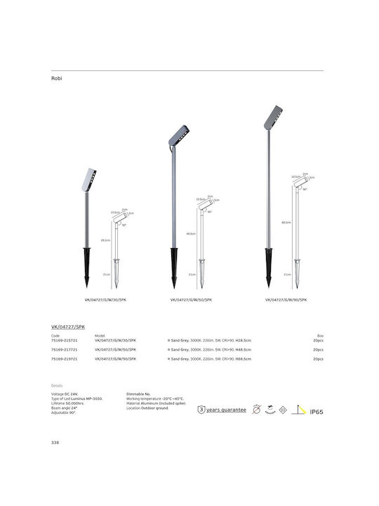 VK Lighting VK Lighting Außenstehlampe LED für Außenbereich 5W mit Warmweiß IP65 Graues