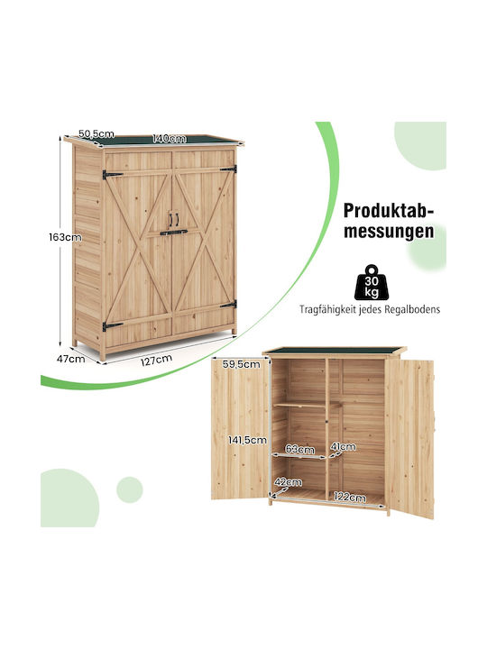 Wooden Garden Shed L1.63xW0.51xH1.4m