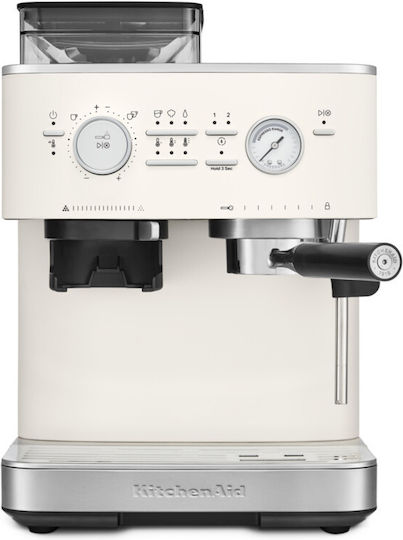 Kitchenaid Μηχανή Espresso 1450W Πίεσης 15bar με Μύλο Άλεσης Porcelain White KIT-5KES6551BPL