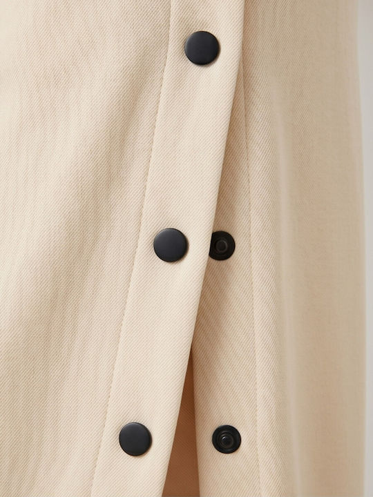 Essential Women's Fabric Flared Trousers in Loose Fit Beige