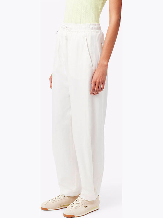 Lacoste Damen Stoffhose mit Gummiband Offwhite