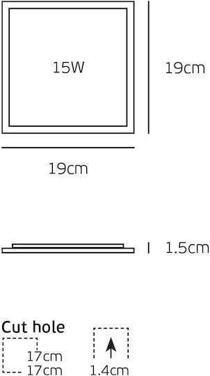 VK Lighting Χωνευτό LED Panel 15W
