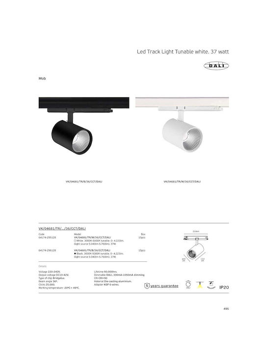 VK Lighting LED Warm to Cool White Spot in White Colour