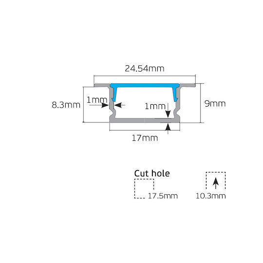 VK Lighting LED-Streifen Aluminiumprofil mit Opal-Abdeckung 200cm