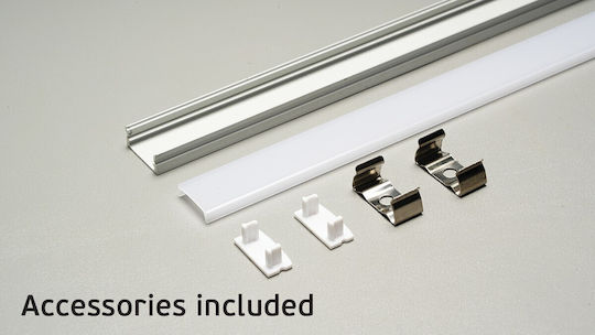VK Lighting Προφίλ Αλουμινίου Ταινίας LED με Οπάλ Κάλυμμα 200x0.2x0.2εκ.