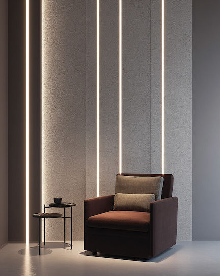 VK Lighting Προφίλ Αλουμινίου Ταινίας LED με Οπάλ Κάλυμμα 200x0.2x0.2εκ.