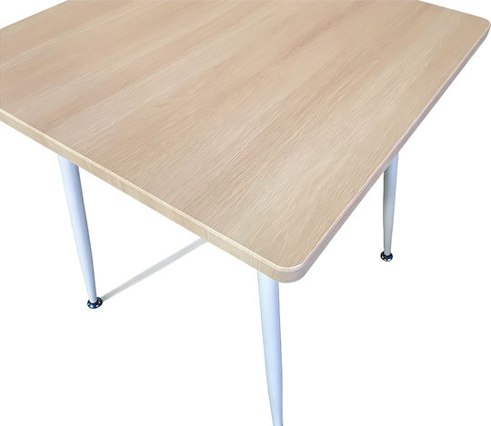 Timberon Square Dining Table Wooden with Metal Frame Natural/White 70x70x75cm