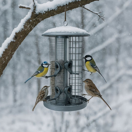 Relaxdays Vogelfütterung & -tränke in Silber