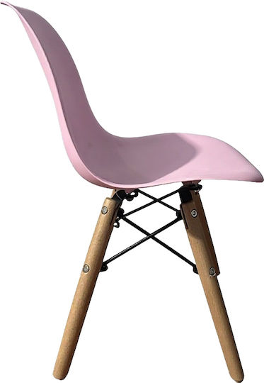 Rosene Dining Chair Made of Polypropylene Pink/Natural 31x39x55cm