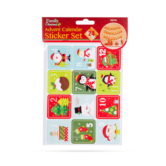 Sticker Set Advent Calendar 1-24 5x5 Cm Self-adhesive Christmas Decoration