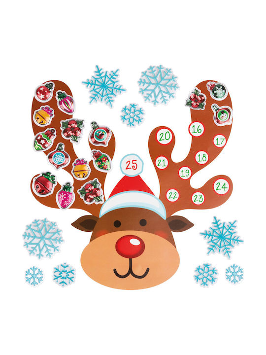 Calendar Advent Autocolant De Perete De Crăciun Ren 3D Reutilizabil Autocolant Decor 30 X 33 Cm