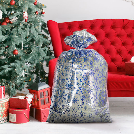 Santa Sack Extra Large 78x120 Cm Durable Foil Snowflake Pattern