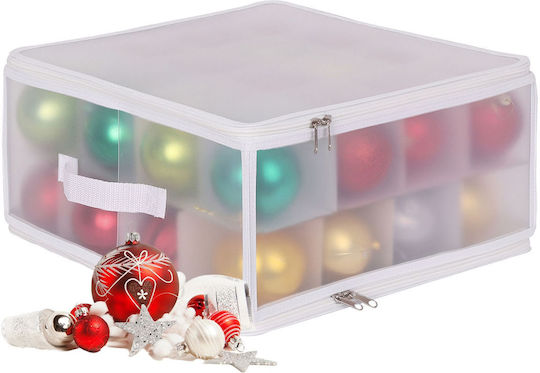Relaxdays Christmas Bauble Storage Box White Transparent 18x36x36 Cm