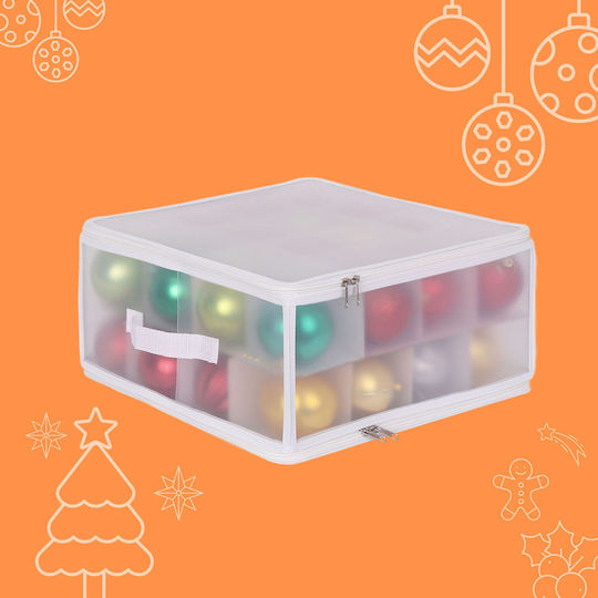 Relaxdays Christmas Bauble Storage Box White Transparent 18x36x36 Cm