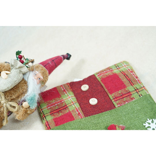 Christmas Decorative Sock with Elf L30xW20cm Green