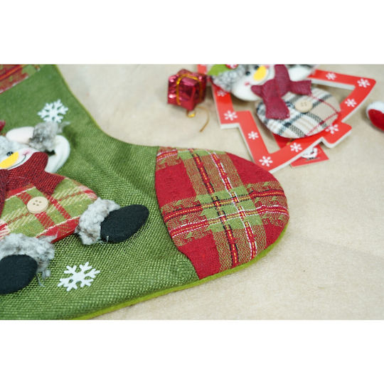 Christmas Decorative Sock with Elf L30xW20cm Green