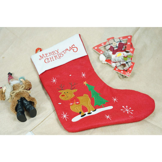 Weihnachtliche Dekorationssocke mit Rentier M38xP19cm Rot