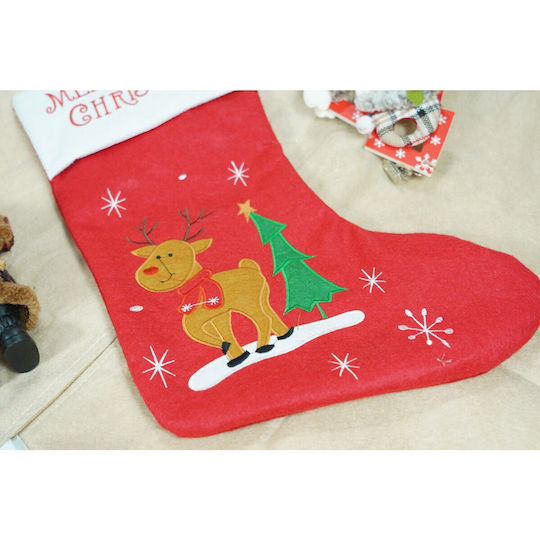 Weihnachtliche Dekorationssocke mit Rentier M38xP19cm Rot