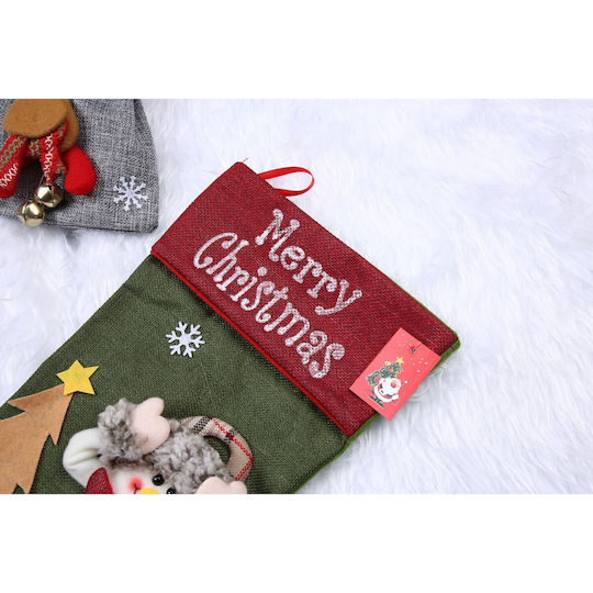 Christmas Decorative Sock with Elf L40xW20cm Green