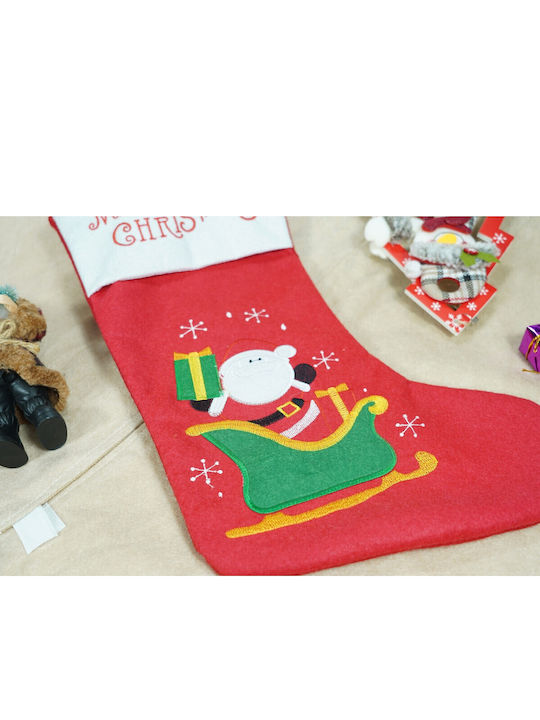 Ciorap Decorativ De Crăciun Cu Moș Crăciun M38xL19cm Roșu
