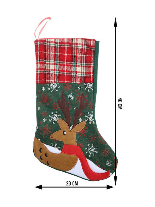 Ciorap Decorativ De Crăciun Cu Ren M40xL20cm Verde