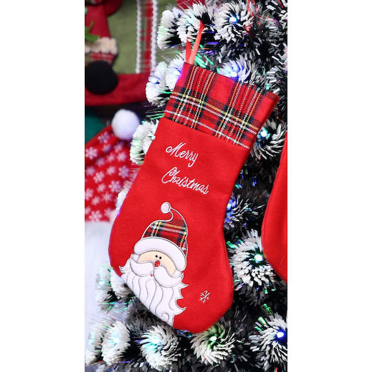 Christmas Decorative Sock with Santa Claus L30xW15cm Red