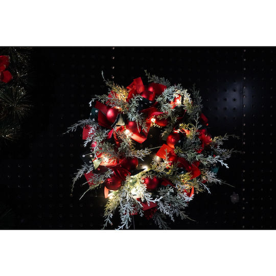 Alista Home Christmas Decorative Plastic Illuminated Wreath with Diameter 40cm Red