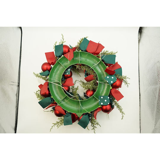 Alista Home Christmas Decorative Plastic Illuminated Wreath with Diameter 40cm Red