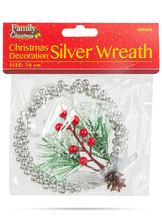 Alista Home Christmas Decorative Plastic Wreath with Diameter 10cm Silver