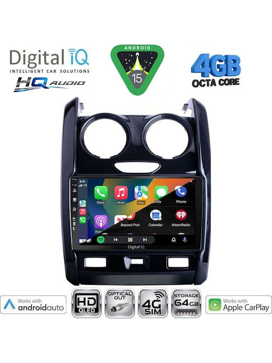 Digital IQ Car Audio System for Dacia Duster 2012-2019 (Bluetooth/USB/WiFi/GPS/Apple CarPlay/Android Auto) with 9" Touch Screen