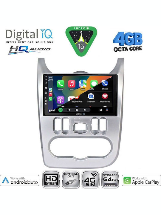 Digital IQ Car Audio System for Renault Logan Dacia Duster Logan Sandero 2006-2012 Bluetooth USB WiFi GPS Apple CarPlay Android Auto with 9" Touch Screen