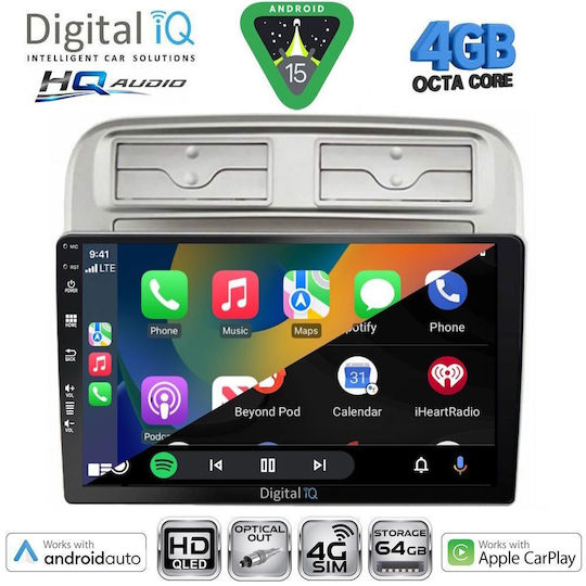 Digital IQ Car Audio System for Fiat Grande Punto 2005-2012 Bluetooth USB WiFi GPS Apple CarPlay Android Auto with 9" Touch Screen