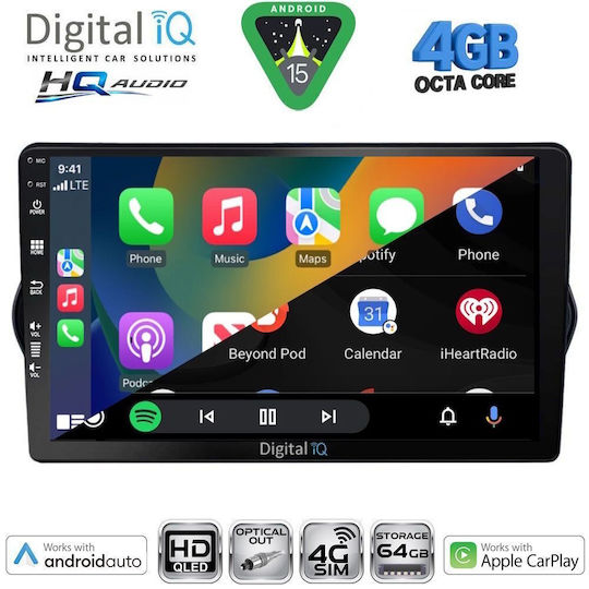 Digital IQ Ηχοσύστημα Αυτοκινήτου για Fiat Tipo 2015-2023 (Bluetooth/USB/WiFi/GPS/Apple-Carplay/Android-Auto) με Οθόνη Αφής 9"