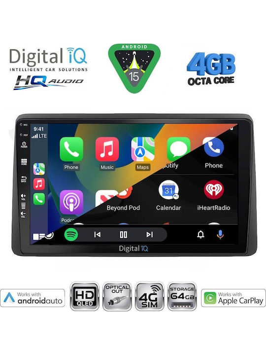 Digital IQ Car Audio System for Dacia Duster 2019 with Touch Screen 10" Digital IQ BXK 19104 CPAA Bluetooth USB Wi-Fi GPS Apple CarPlay Android Auto