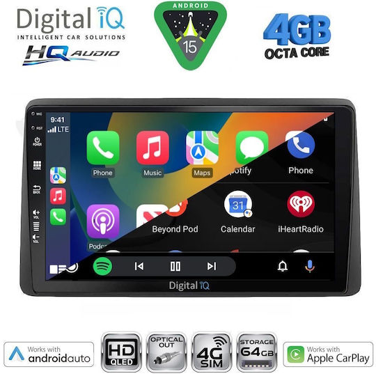 Digital IQ Ηχοσύστημα Αυτοκινήτου για Dacia Duster 2019 (Bluetooth/USB/WiFi/GPS/Apple-Carplay/Android-Auto) με Οθόνη Αφής 10"
